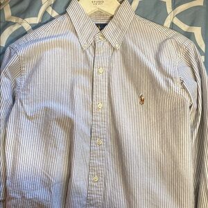 Ralph Lauren Blue and White Casual Button Down Shirt